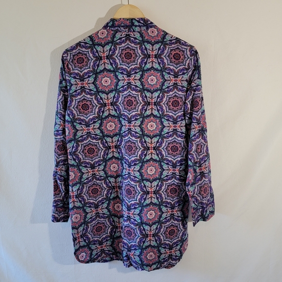 VICTORIA'S SECRET Multicolored Floral Sleepwear Dress Sz S/P LS Collared Modal - Picture 2 of 12